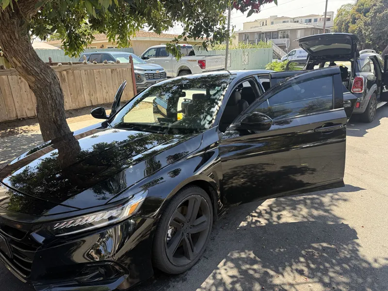 Glossy black Honda Accord after an Auto Alchemy mobile detail